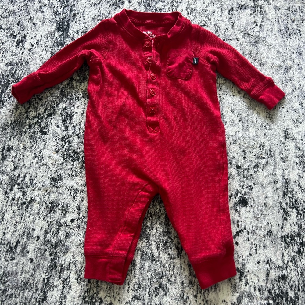 Cozy Waffle Knit Red Kids One Piece B’jolly‎ 3 months
